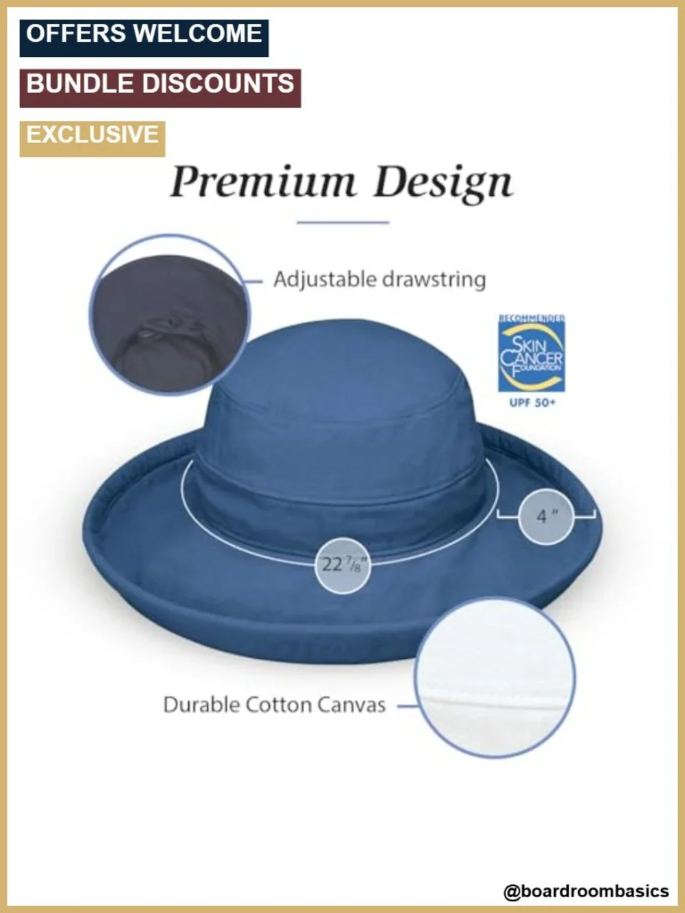 UPF 50+ Women's Sun Hat Wide Brim Packable Adjustable Microfiber